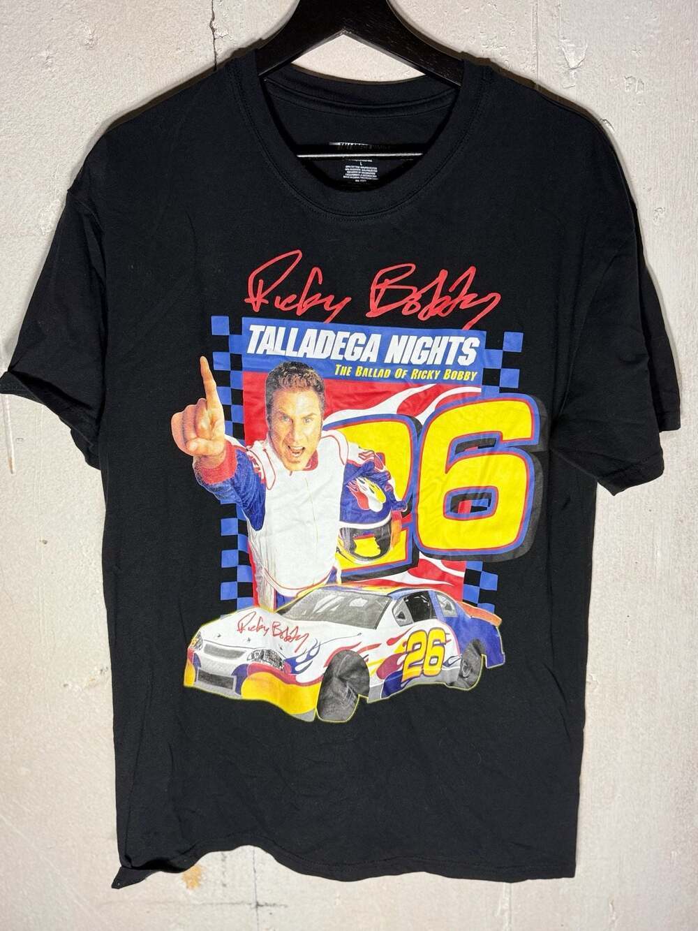 Talladega Nights The Ballad of Ricky Bobby #26 Graphic T-Shirt Black Men's Size